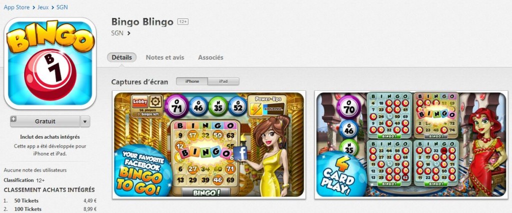 Application Bingo Blingo iPhone