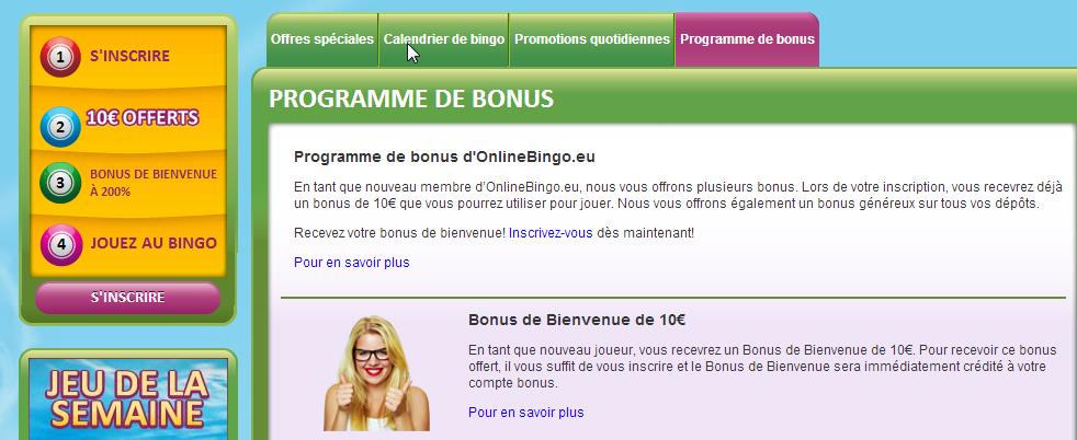 Bonus jeu online bingo