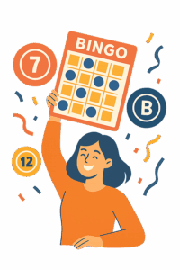 joueuse avec sa grille de bingo